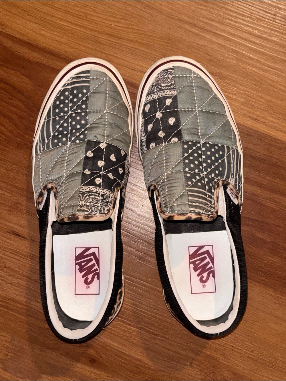 Vans Kids Slip-On Patchwork Quilted Sneakers - Olive/Black